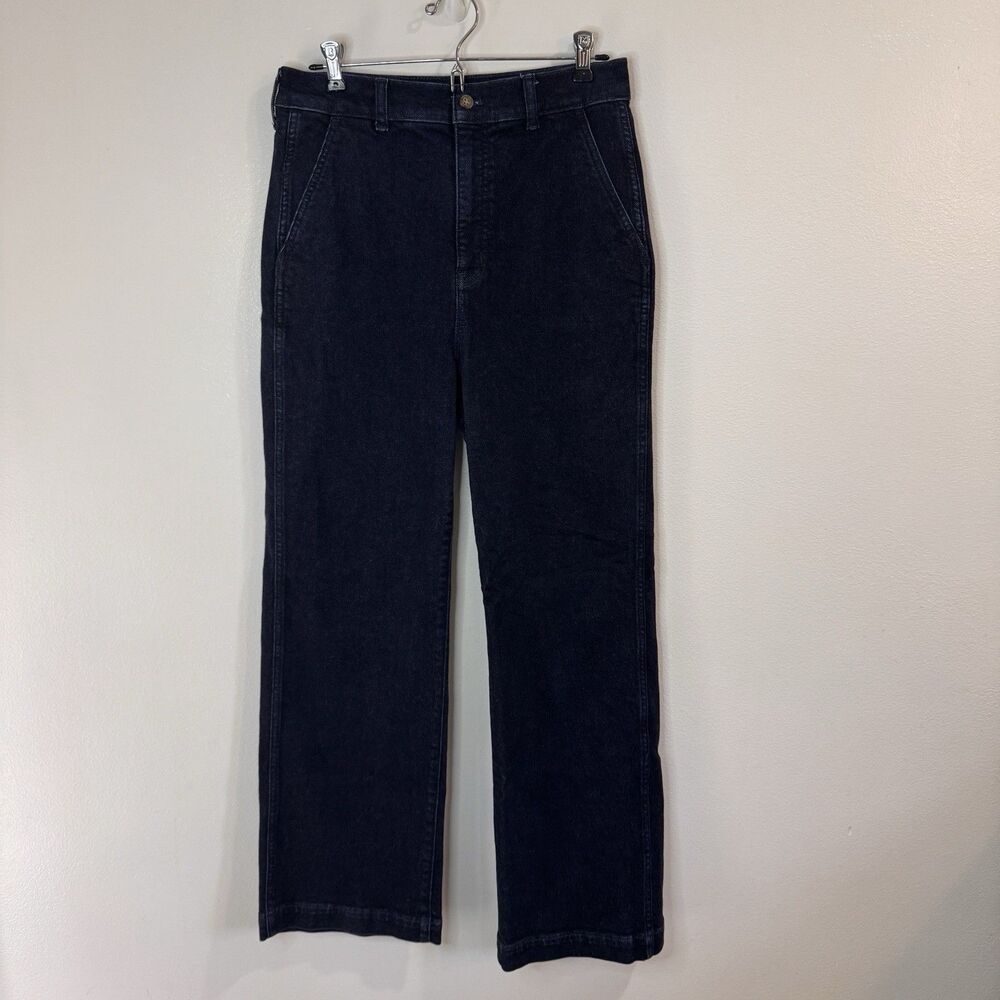 J. Crew Denim Trouser Pant 28 / 6 Dark Wash Jeans High Rise Stretch Wide Leg